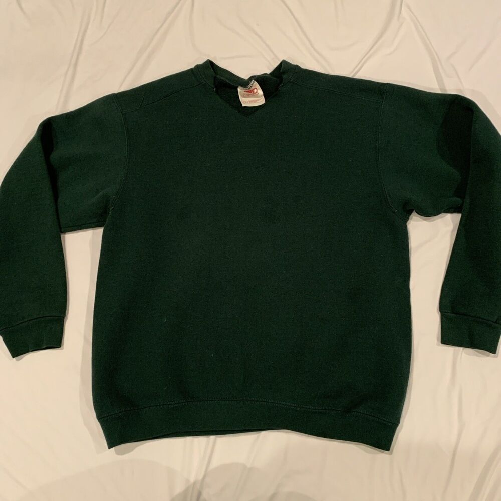 Vintage 90s BVD Blank Crewneck Sweatshirt 50/50 Made In USA Size L Cut